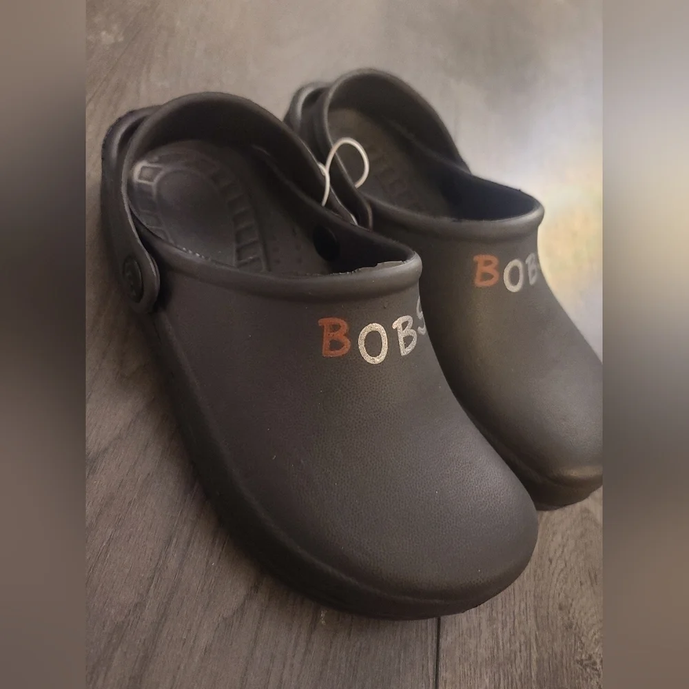 BOBS Skechers Youth Black Crocs Shoes Back Strap - Picture 3 of 5